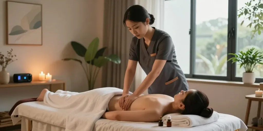 Experience ultimate relaxation with 종로출장안마 at a tranquil spa setting, showcasing therapeutic massage expertise.